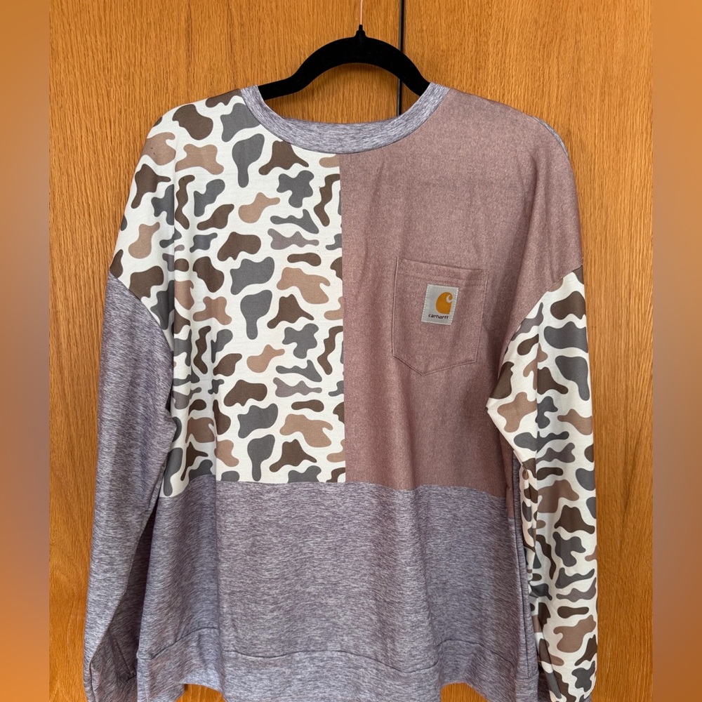 Carhartt-ish Brown and Gray Camo Sweatshirt